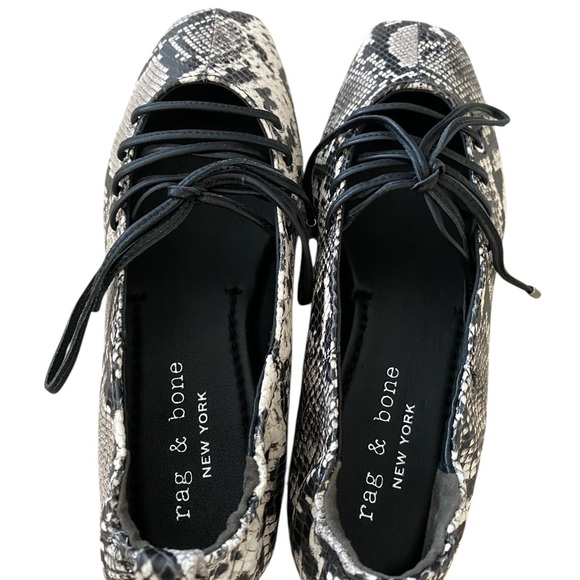 Rag & Bone Black and White Snakeskin Flats - Picture 10 of 15